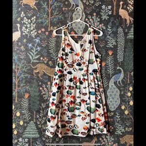 ModCloth Summer Tropical Fish Print A-Line Midi Dress Size L